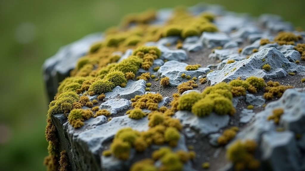 Ancient weathered stone with lichen patterns showing thousands of years of age